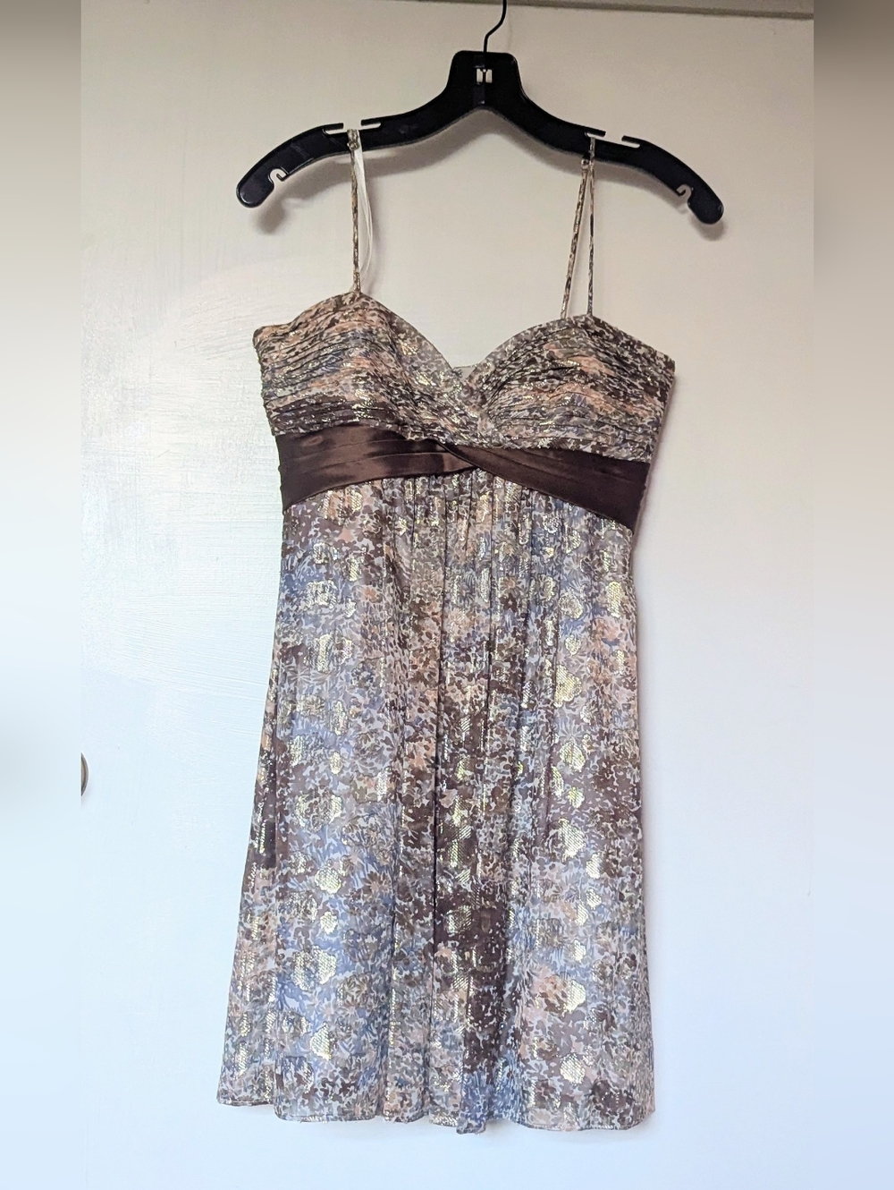 BCBGMAXAZRIA Brown And Pastel Metallic-Print Women's Dress